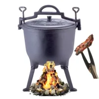 KOCIOŁEK GAR MYŚLIWSKI GARNEK ŻELIWNY NA OGNISKO STOJĄCY 10L KAMILLE