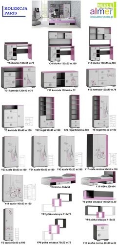 duże biurko dziecięce młodzieżowe szuflady z grafiką PARIS Y14 blat 130x55 na Arena.pl