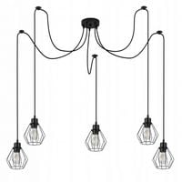 LAMPA WISZĄCA LED LOFT PAJĄK CZARNA 5XE27 STAL IP20