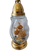 Znicz szklany z złotymi różami