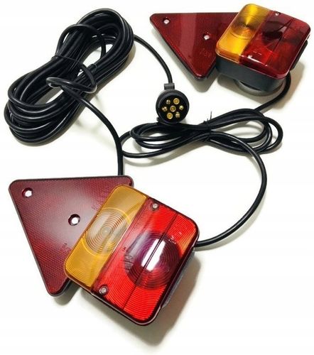 ZESTAW LAMP DO PRZYCZEPKI TRÓJKAT MAGNES WTYK ŚWIATŁA TYŁ HOMOLOGACJA 7 PIN na Arena.pl