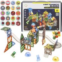 Klocki Magnetyczne Konstrukcyjne Świecące Tor Kulkowy Kulodrom Panele