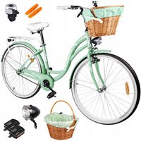 ROWER MIEJSKI DAMSKI LEKKA DAMKA ŚWIATŁA RAMA 18" KOŁA 28" BAGAŻNIK KOSZYK