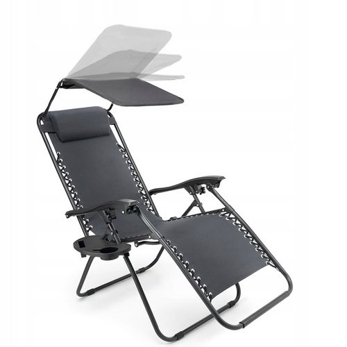 LEŻAK Z DASZKIEM SKŁADANY ZERO GRAVITY PLAŻOWY 2W1 FOTEL OGRODOWY GRATIS- na Arena.pl