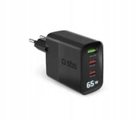 Ładowarka sieciowa SBS WALL GaN 65W LCD USB / 2x USB-C Czarna