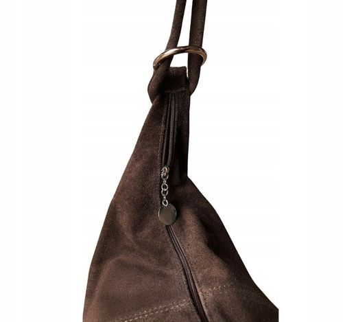 CZEKOLADOWA ZAMSZOWA TOREBKA WOREK BRĄZOWA TOREBKA ZAMSZ Vera Pelle na Arena.pl