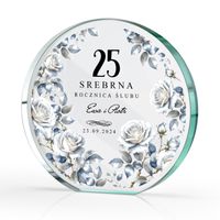 PREZENT na ROCZNICĘ ŚLUBU 25 RODZICÓW statuetka szklana + nadruk