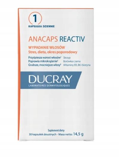 DUCRAY ANACAPS REACTIV na wypadanie włosów 30 kaps zdjęcie 1