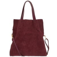 VERA PELLE torebka zamszowa shopper z paskiem na ramię V676 c.bordowa
