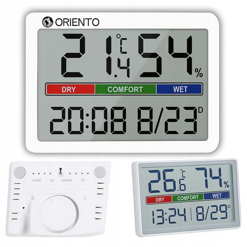 STACJA POGODOWA BEZPRZEWODOWA TERMOMETR HIGROMETR WILGOTNOŚĆ LCD ZEGAR DATA na Arena.pl