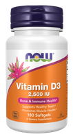 NOW FOODS Witamina D3 2500 IU (180 kaps.)