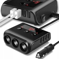 ROZDZIELACZ SAMOCHODOWY GNIAZDA ZAPALNICZKI 12V-24V TRÓJNIK ŁADOWARKA 4xUSB