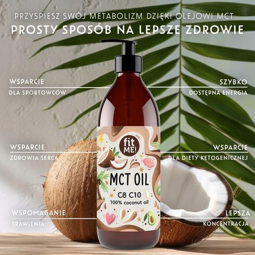Olej MCT z kokosa 100% Coconut olej kokosowy keto C8 + C10 500 ml + pompka na Arena.pl