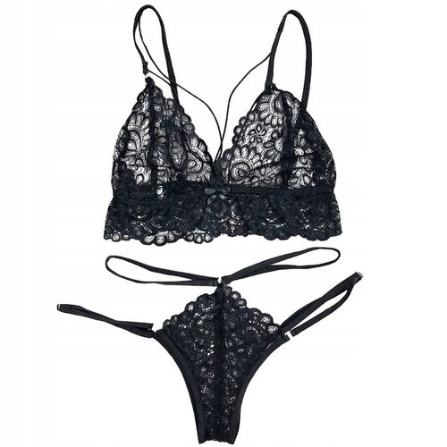 KORONKOWY KOMPLET SEKSOWNA BIELIZNA STANIK MAJTKI na Arena.pl