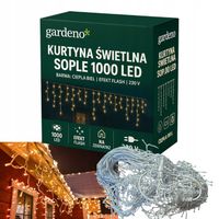 Lampki SOPLE 1000 LED BIAŁE CIEPŁE kurtyna świetlna GIRLAND efekt FLASH