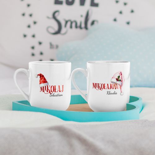 ZESTAW kubków z NADRUKIEM na MIKOŁAJKI dla PARY, ŚWIĄTECZNE kubki, PREZENT na Arena.pl