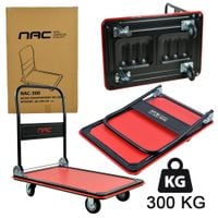 WÓZEK MAGAZYNOWY TRANSPORTOWY NAC UDŹWIG 300 KG PEŁNE KOŁA 125 MM SKŁADANY