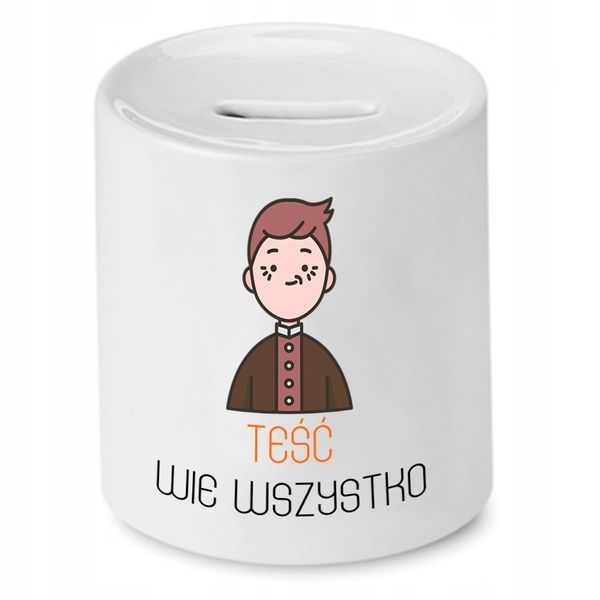 Skarbonka Dla Teścia Teść Wie Wszystko Prezent Z Nadrukiem Ze Zdjęciem zdjęcie 1