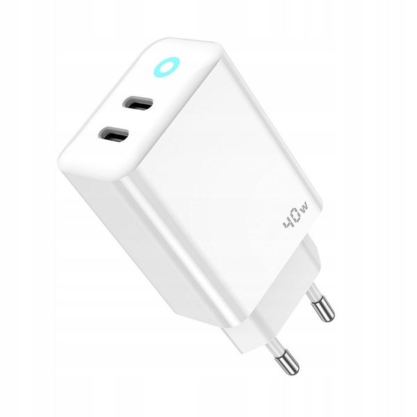 JELLICO ładowarka sieciowa EU19 GaN PD 40W 2xUSB-C Biały + Kabel 2x USB - C zdjęcie 7