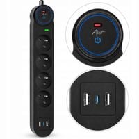 Listwa zasilająca ART FU810 USB A+C 1,5m Bezpiecznik automatyczny