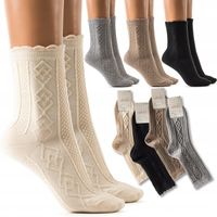 skarpetki damskie WEŁNIANE pastelowe skarpety NATURALNE długie CIEPŁE