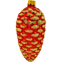 Bombka choinkowa szklana: Złota Szyszka w Czerwieni