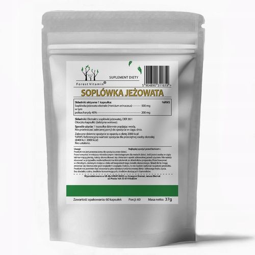 Soplówka Jeżowata 500mg 60kap LION'S MANE PAMIĘĆ MÓZG KONCENTRACJA na Arena.pl