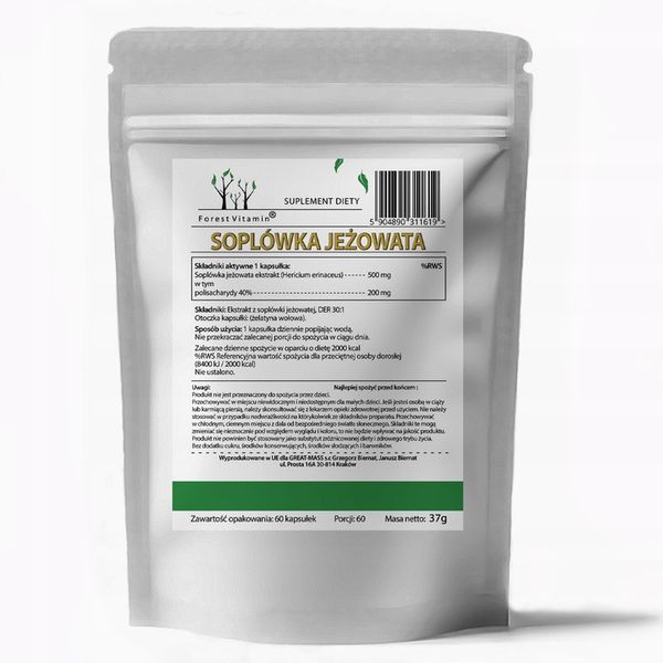 Soplówka Jeżowata 500mg 60kap LION'S MANE PAMIĘĆ MÓZG KONCENTRACJA zdjęcie 7