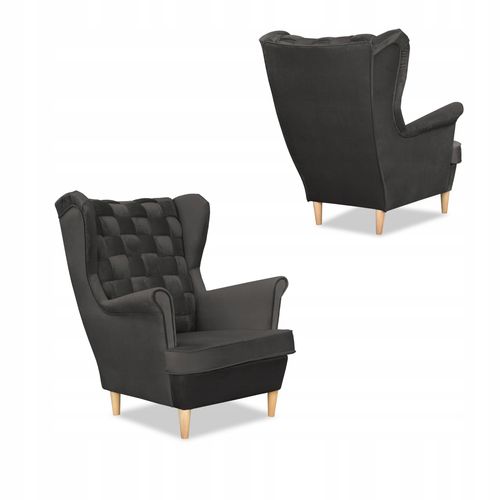 Zestaw wypoczynkowy Carol sofa fotele paski Family Meble grafitowy na Arena.pl