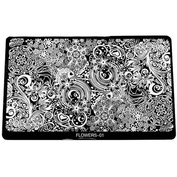 Blaszka do stempelków duża - Flowers 01 zdjęcie 1