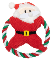 Pluszowa zabawka dla psa pierścieniowy szarpak Święty Mikołaj z piszczałką