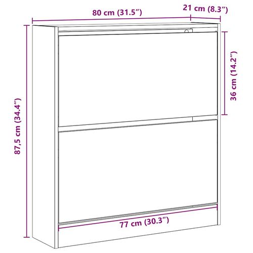 Szafka na buty z przechowywaniem Stare drewno 80 x 21 x 87.5 cm na Arena.pl