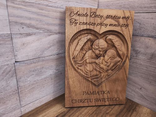 Pamiątka GRAWER Chrztu Świętego Anioł Stróż Prezent Chrzciny Obraz 30 cm na Arena.pl