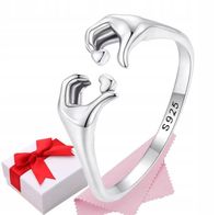 Pierścionek srebro DŁONIE regulowany s925 +pudełko