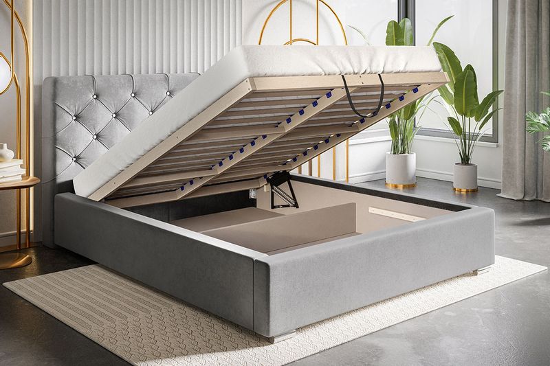 Łóżko tapicerowane LUX11 120x200 ze stelażem i pojemnikiem kryształki zdjęcie 14