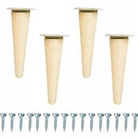 Komplet nogi meblowe drewniane bukowa surowa 20 cm łącznik blacha montażowa