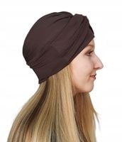 Turban Damski Sara 25 czapka czekoladowa z bambusa także po chemioterapii