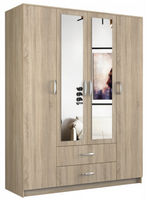 Nowoczesna Szafa z Lustrem 4D2SZ 160 cm Dąb Sonoma ROMARO TS