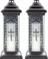 Znicz Lampion Kapliczka "CZARNY WITRAŻ" BISPOL wysokość 37,5cm wkład ~ 48h