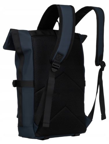 miejski, pojemny plecak typu roll-top w granatowym kolorze z zewnętrzną na Arena.pl