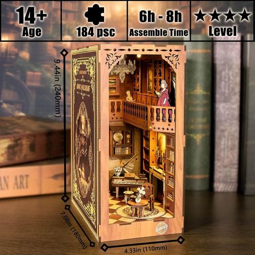 PUZZLE 3D PODPÓRKA DO KSIĄŻEK LED DIY MINIATUROWY DOMEK DREWNIANY BV02-003 na Arena.pl