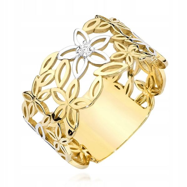 ELEGANCKI ZŁOTY PIERŚCIONEK 333 z CYRKONIAMI r.21 zdjęcie 1