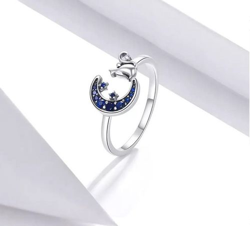 Pierścionek srebrny KSIĘŻYC I KOT regulowany s925 +pudełko na Arena.pl