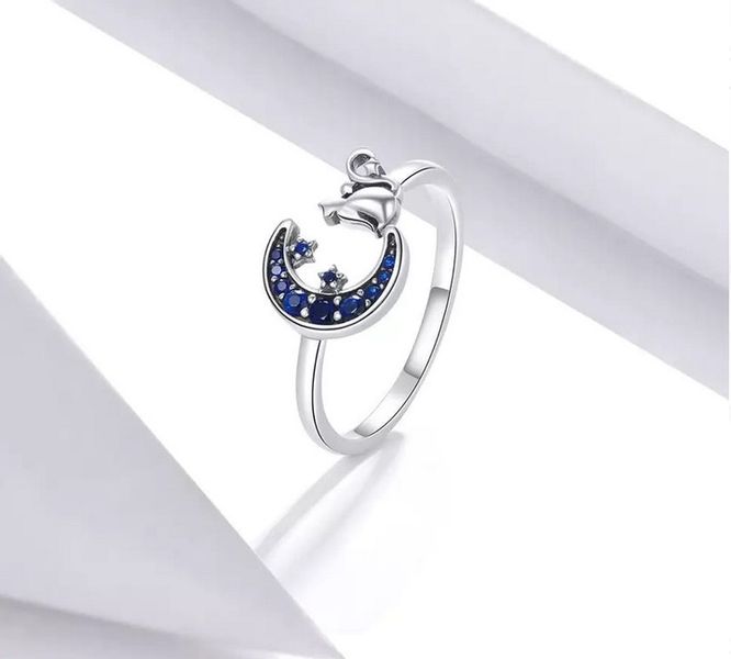 Pierścionek srebrny KSIĘŻYC I KOT regulowany s925 +pudełko zdjęcie 3