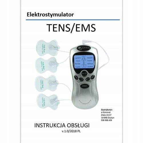 ELEKTROSTYMULATOR MIĘŚNI I NERWÓW TENS EMS ZESTAW ELEKTRODY PADY 2 KANAŁY na Arena.pl