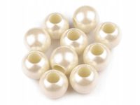 KORALIKI PLASTIK DUŻY OTWÓR PERŁOWE 11x15MM 6SZT