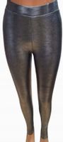 LEGGINSY EKO SKÓRA spodnie srebrne szare długie imitacja skóry S
