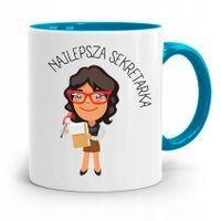 Kubek Błękitny Prezent Dla Sekretarki Najlepsza Z Nadrukiem Ze Zdjęciem