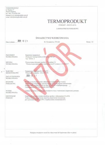 Świadectwo wzorcowania bez znaku PCA na Arena.pl