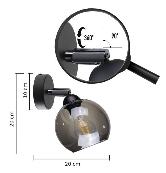 Kinkiet 1xE27 YUNO BLACK zdjęcie 3